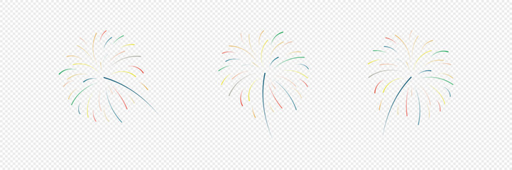Obraz premium Firework vector illustration. New year. Collection fireworks on white background.
