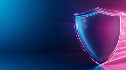 Cyber Shield Glowing Neon Protection for Encrypted Data - AI Surveillance and Holographic Security in a Digital Firewall Environment