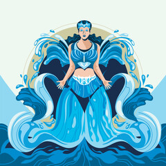 Lemanja Themes Queen of the Ocean illustration . symbol is water in Brazil