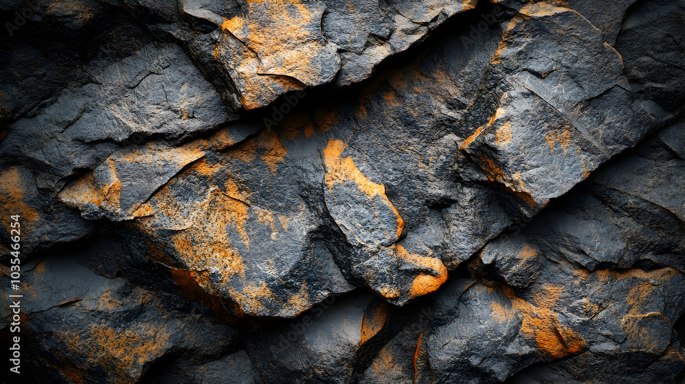 Poster close-up of textured rough granite surface showcasing natural patterns and color variations