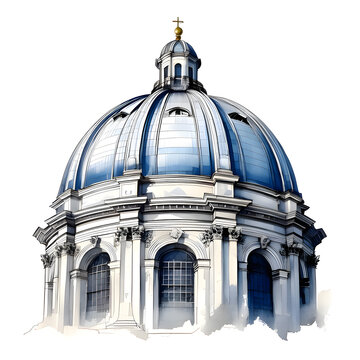 blue dome architecture watercolor painting clip art preview