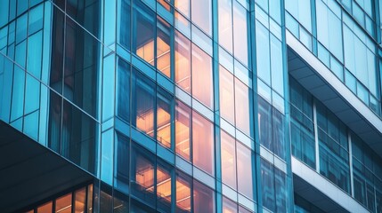 Modern Office Tower with Large Glass Windows