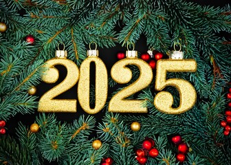 New Year's tree toys in the form of 2025