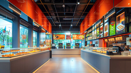 Modern fast food restaurant interior