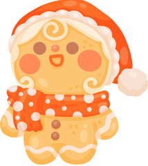 cute gingerbread cookie.cute christmas character. hand drawn illustration. 