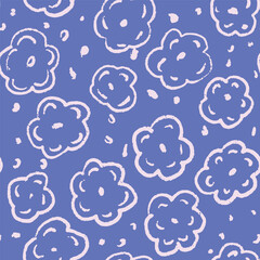 Cute Blue and Pink Bold Floral Vector seamless Pattern. Perfect for fabric, wallpaper and children's projects. 