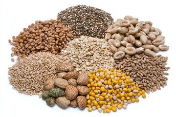 Naklejka premium A Colorful Array of Nutrient-Rich Grains and Seeds Showcasing Nature's Bounty for a Healthy Lifestyle and Diet