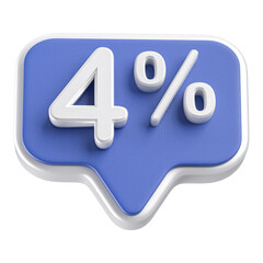 4 Percent Discount Blue Number 3D Badge 