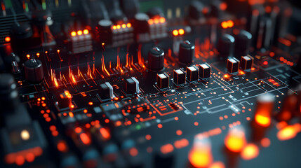 Fototapeta premium Detailed Circuit Simulation on Computer Displaying Waveforms in a Modern Workspace