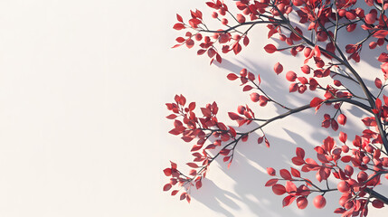 Red leaves branch against a light background