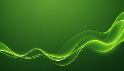 Abstract green wave design with light trails, ideal for backgrounds, technology, and nature-themed projects.