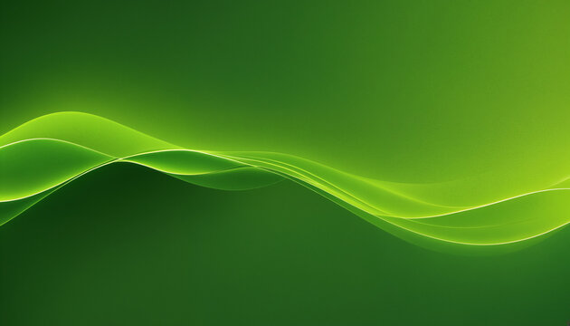 A vibrant green abstract background featuring smooth glowing waves, ideal for technology, eco-friendly themes, or modern design projects.