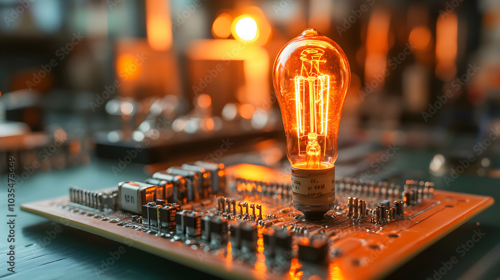 Poster close-up of a simple electrical circuit featuring a battery and wires on a neutral background