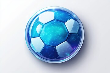 Naklejka premium A Futuristic, Blue-Tinted Soccer Ball Rendered in 3D