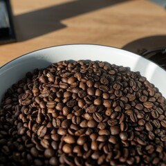 Fototapeta premium coffee beans and cup