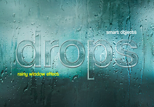 Rainy Window Glass Chrome Effect Mockup With Generative AI