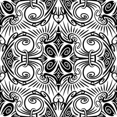 Fototapeta premium Seamless decorative patterned background. Arabesque monochrome ornament.