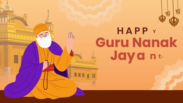 Happy Guru Nanak Jayanti card. Guru Nanak Jayanti is a popular sacred festival in Sikhism. Greetings and blessings to all.