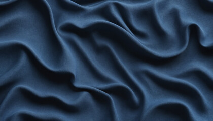Obraz premium A rich dark blue velvet texture showcasing elegant folds, ideal for fashion or home decor projects, adding a luxurious feel to banners or backgrounds.