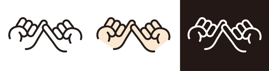 小指をあわせているアイコン。約束をかわす（ゆびきりげんまん）。ハンドサイン、ジェスチャー。