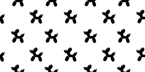 Seamless pattern with black balloons twisted in shape of dog. Modern art print, monochrome design, inflatable pet on white background for wallpaper, fabric, textile, wrapping paper, backdrop. Vector