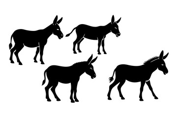 Donkey silhouette vector art illustration.