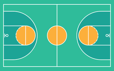 basketball court flat design top view symbol vector illustration