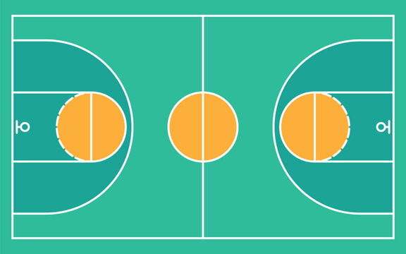 basketball court flat design top view symbol vector illustration