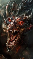 Fierce Dragon with Red Eyes and Fire