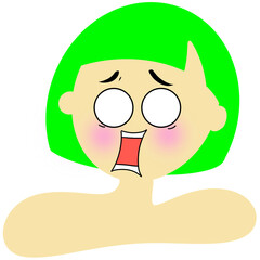 Funny cartoon faces of women with various emotions