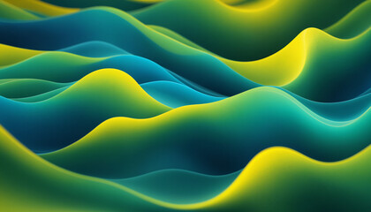 Obraz premium An abstract composition of smooth, flowing waves in vibrant teal and yellow hues, perfect for modern designs, backgrounds, and artistic projects.