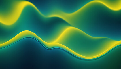 Obraz premium An abstract wave pattern featuring a smooth gradient of blue, green, and yellow, ideal for backgrounds, digital designs, and modern art projects.