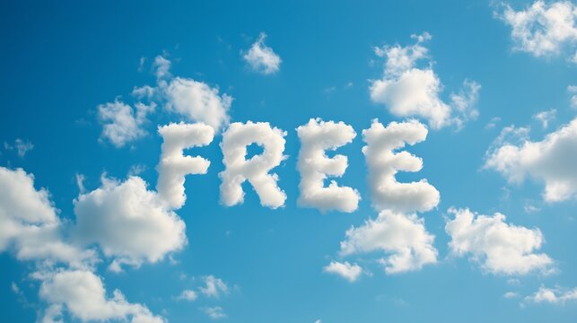 Word "Free" Formed by Clouds in a Clear Blue Sky_1