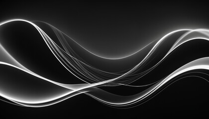 Obraz premium An abstract black and white composition featuring flowing light trails, ideal for digital art, wallpapers, and modern design projects.