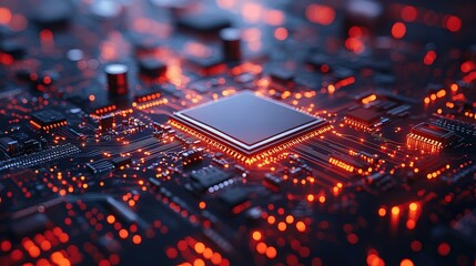 High tech electronic circuit board technology background concept 