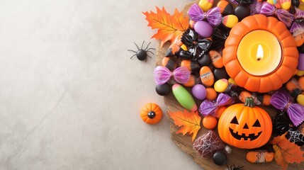 Halloween candy wrappers turning into digital bats and flying off into the night sky, neon accents and glowing lines, Cyberpunk, bold and vibrant color scheme