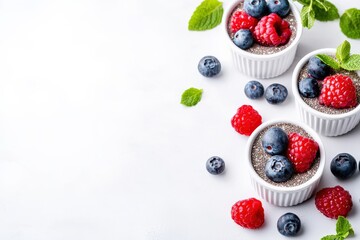 Deliciously Fresh and Healthy Berry Dessert A Perfect Blend of Raspberries and Blueberries Topped with Mint for a Refreshing Treat