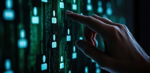 Illustration of construction site with building, blue wireframe lines, and white light