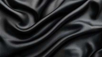 Obraz premium Smooth, elegant black fabric with subtle waves and folds, perfect for backgrounds or textures.