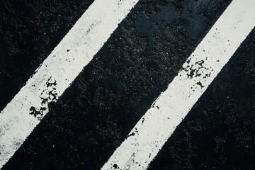 Fototapeta premium Close-Up View of Two Parallel White Lines