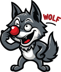 cartoon funny wolf vector illustration 