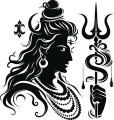 Lord Shiva Mahadev shilloutee vector illustration 
