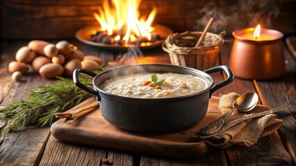 Oat Porridge in a Sauce Pan - Cozy Low Light Photography for Food Lovers