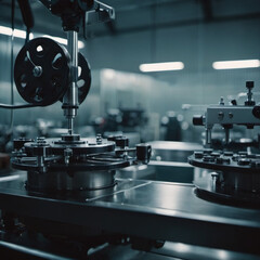 Fototapeta premium A manufacturing facility showcases advanced milling processes with a machine tool creating intricate parts, emphasizing engineering precision and efficiency. Generative AI