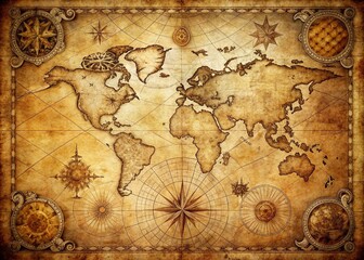 Old Navigation Map of Conquistadors - Historical Exploration Artwork