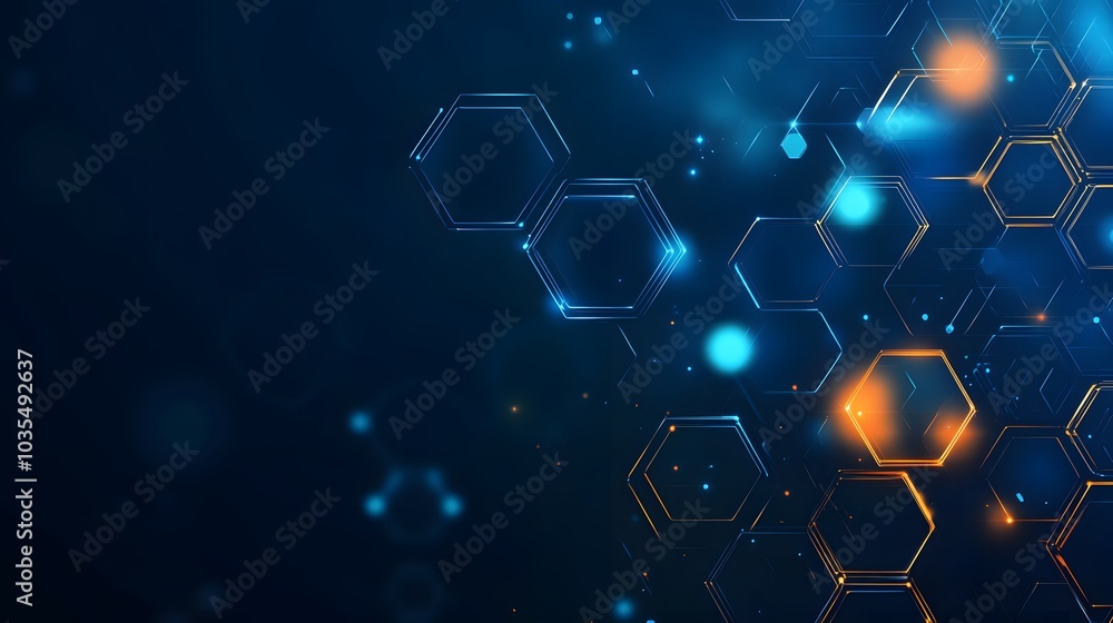 Poster hexagons pattern. geometric abstract background with simple hexagonal elements. medical, technology 