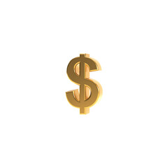 Golden dollar sign png, gold $ symbol isolated on transparent background, 3d rendering.