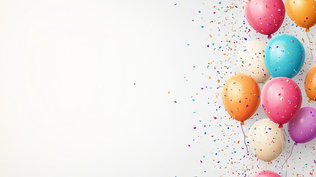 Colorful birthday background with balloons and space for text - ideal for celebrations, party invitations, and festive event designs - illustration