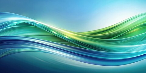 Fototapeta premium Abstract Swoosh of Vibrant Green and Blue Waves, a Digital Painting of Swirling and Intersecting Lines, Evoking a Sense of Movement and Energy