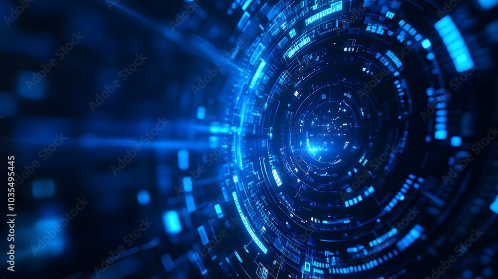 Poster blue technology background and abstract digital tech circle.copy space.